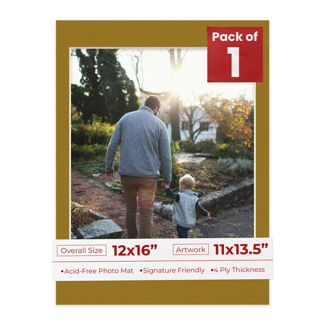 Metallic Gold Mat Board for 12x16 Frames - Fits 11x13.5 Photos